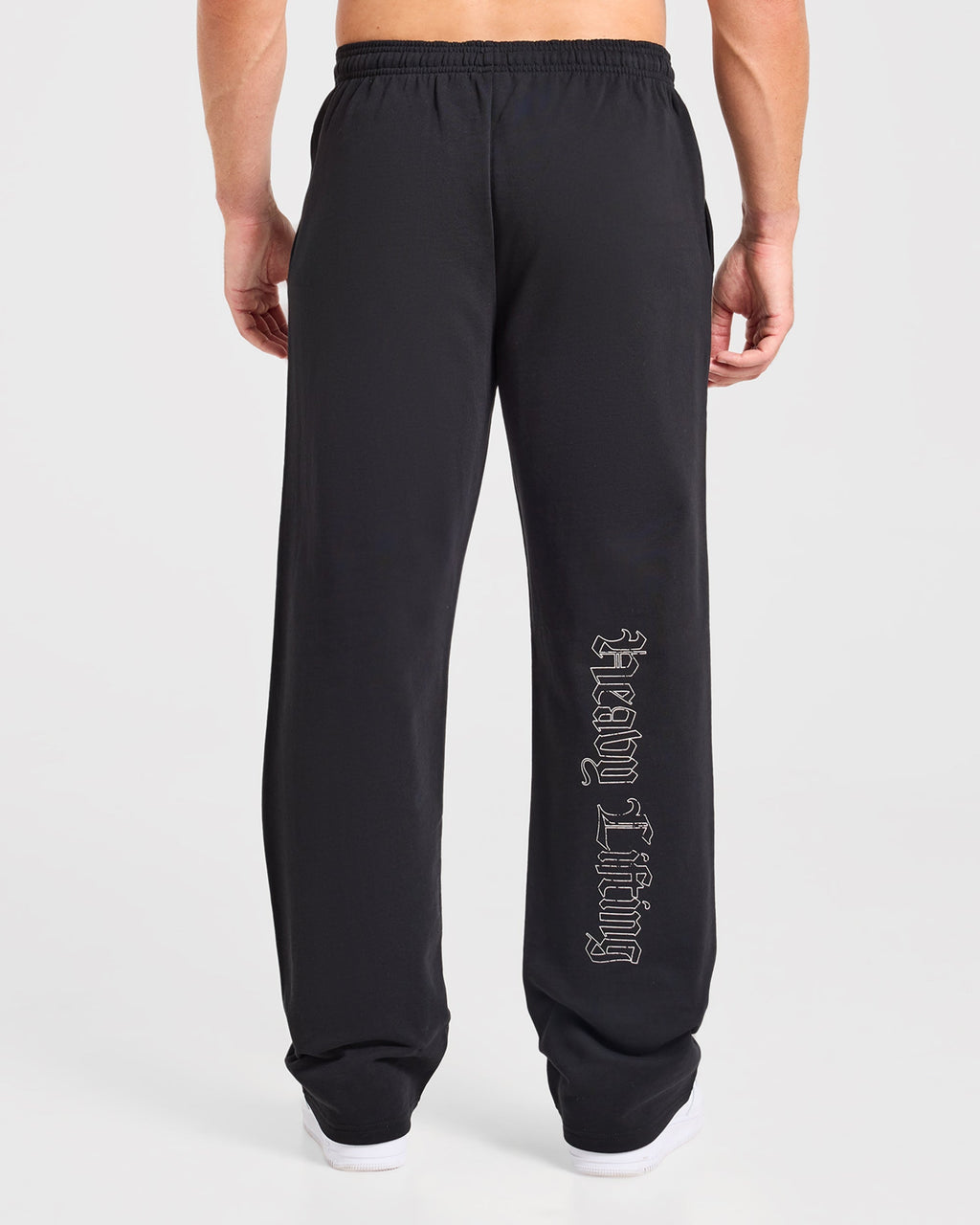 Heavy Lifting Gothic Oversized Straight Leg Joggers - Noir/Blanc