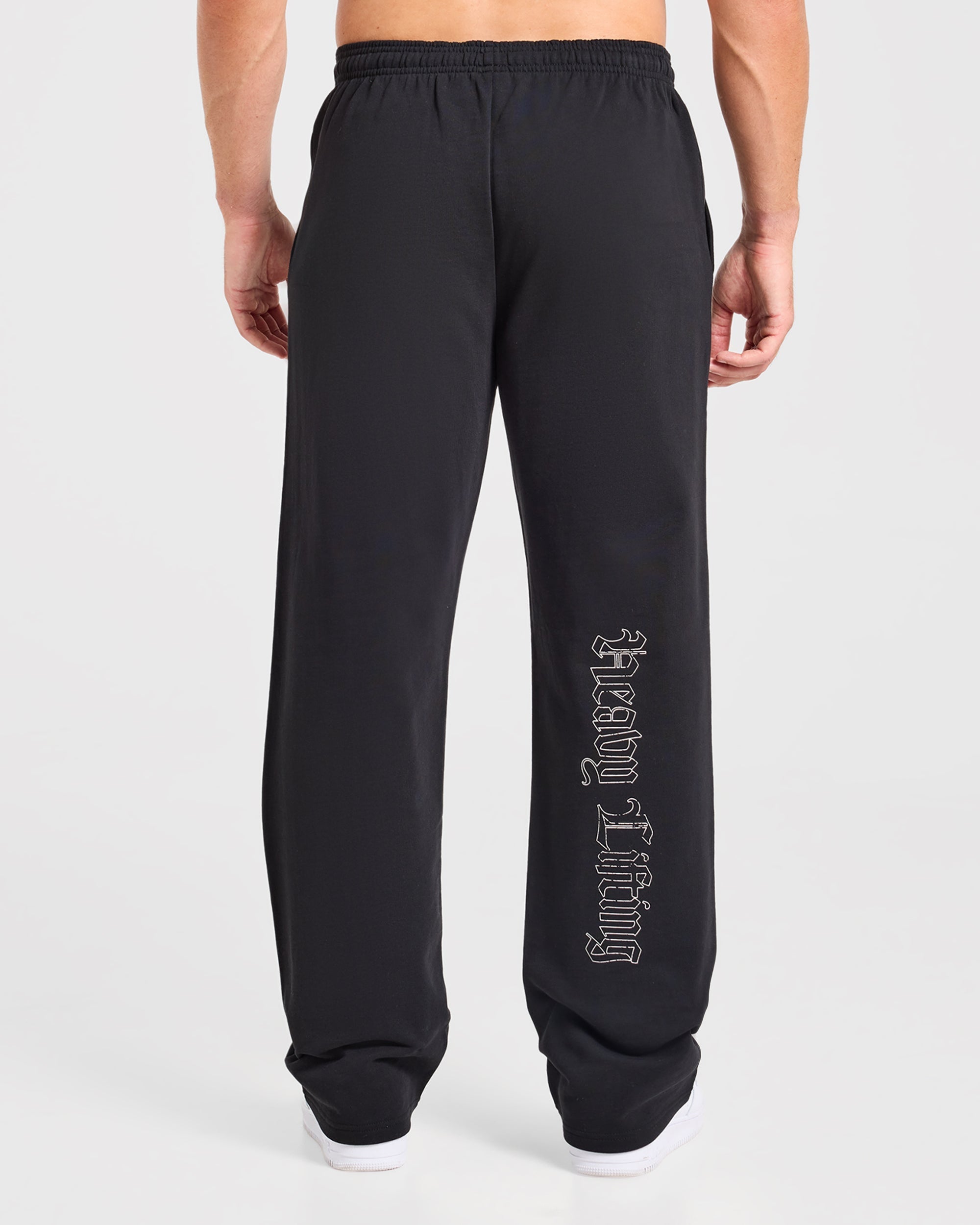 Heavy Lifting Gothic Oversized Straight Leg Joggers - Noir/Blanc