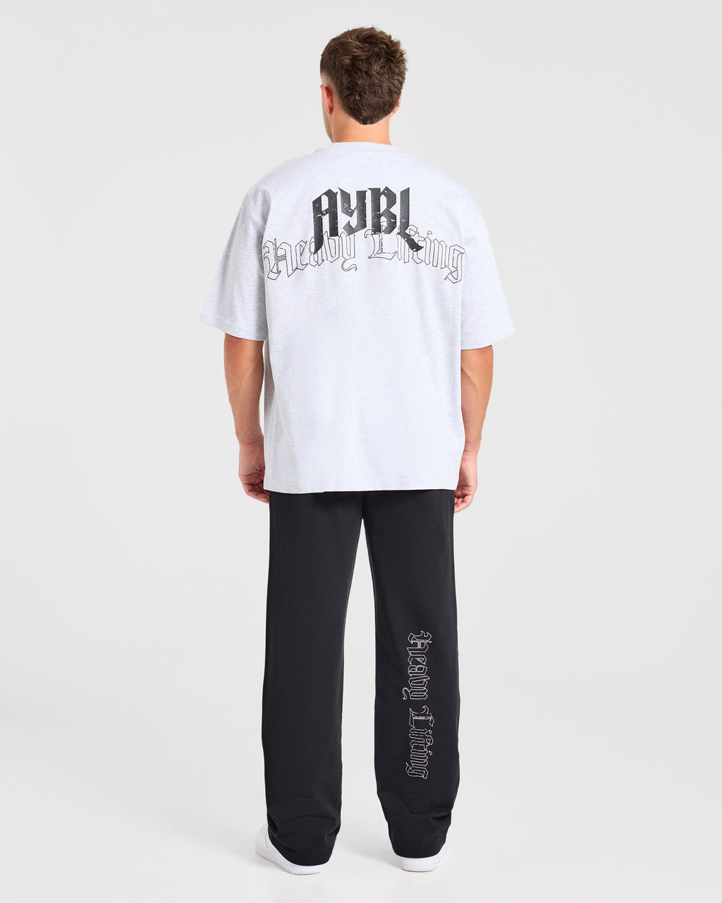 Heavy Lifting Gothic Oversized Straight Leg Joggers - Noir/Blanc