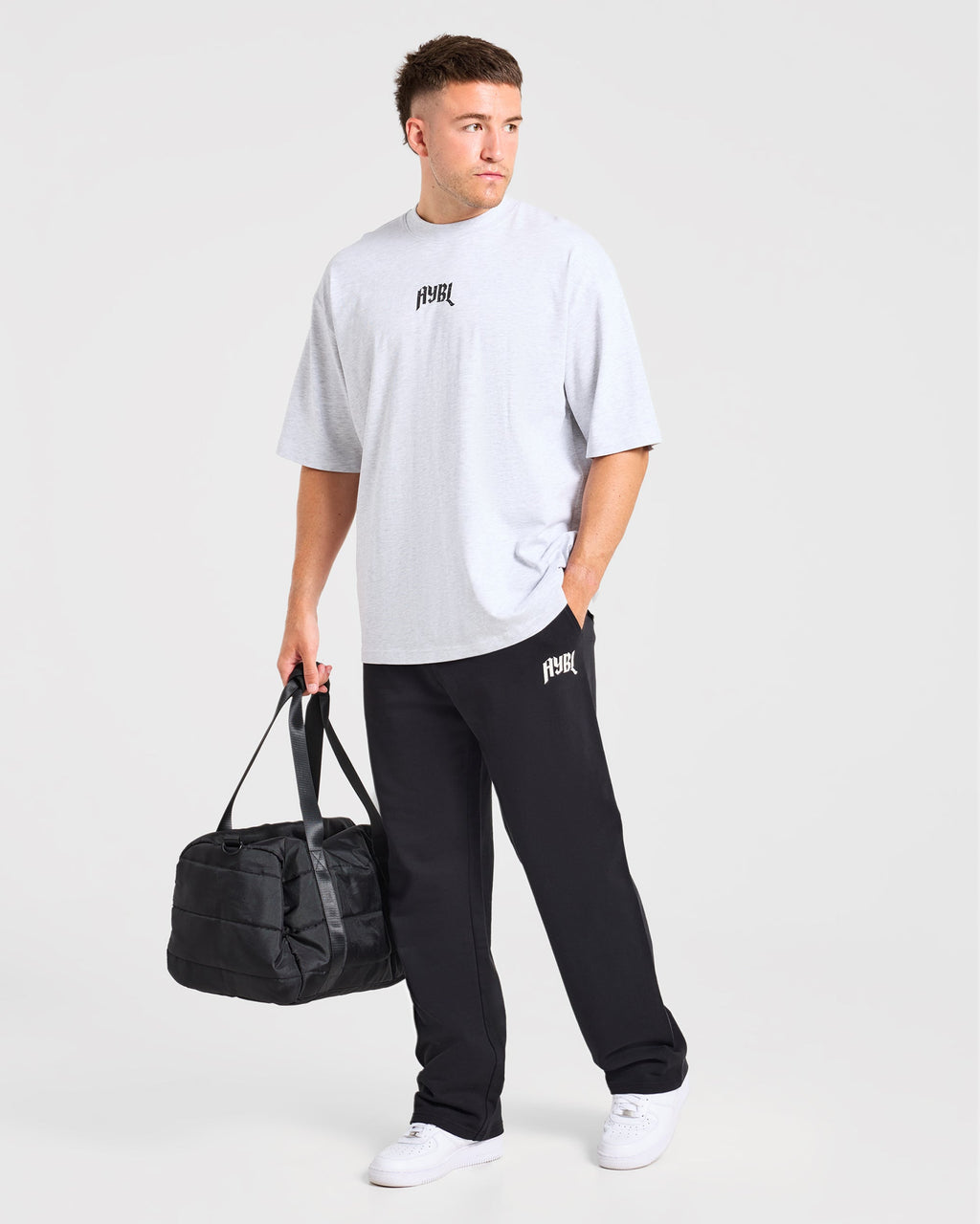 Heavy Lifting Gothic Oversized Straight Leg Joggers - Noir/Blanc