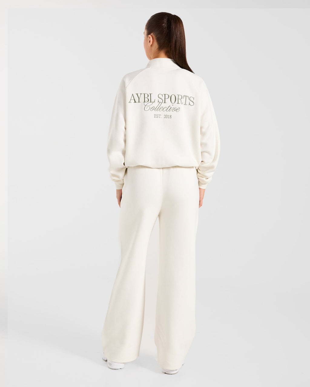 Sports Collective Oversized 1/4 Zip Pullover - Off Blanc/Vert