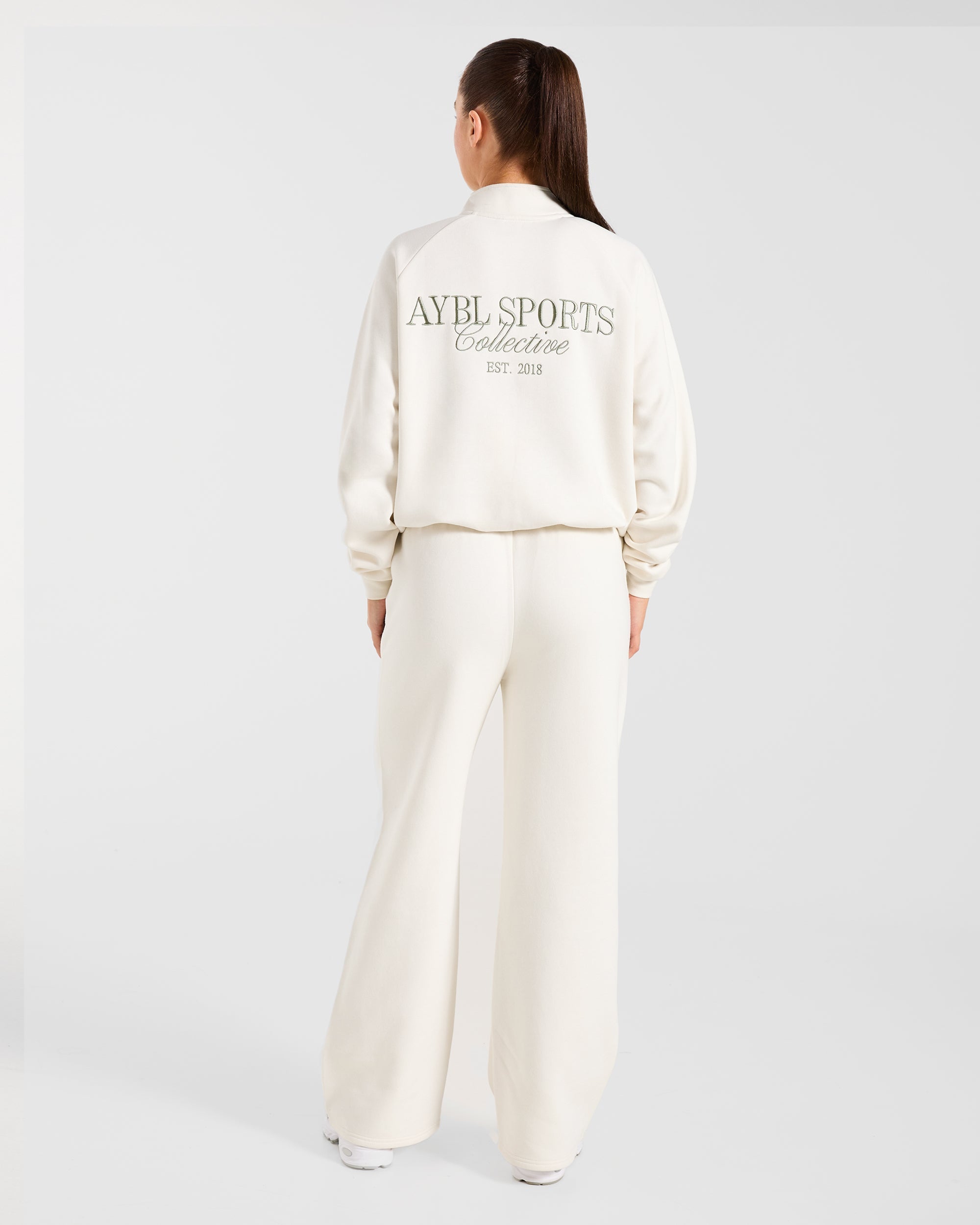 Sports Collective Oversized 1/4 Zip Pullover - Off Blanc/Vert