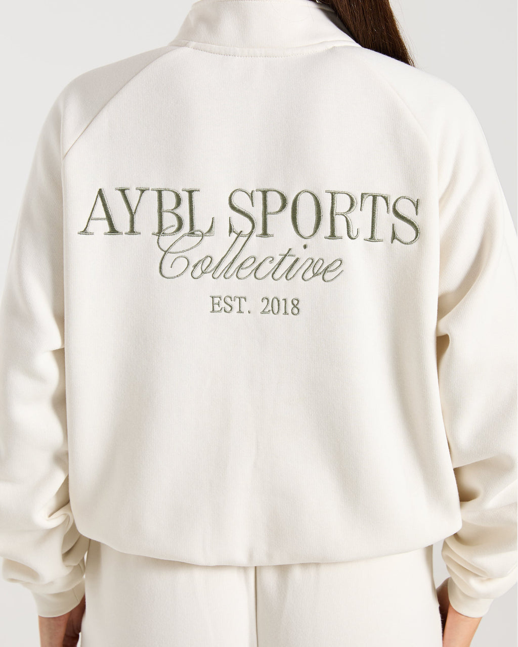 Sports Collective Oversized 1/4 Zip Pullover - Off Blanc/Vert
