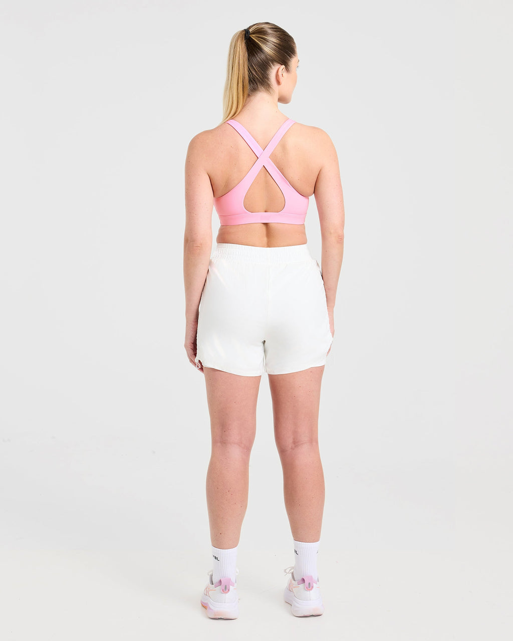 Run Cross Back Sports Bra - Spring Rose