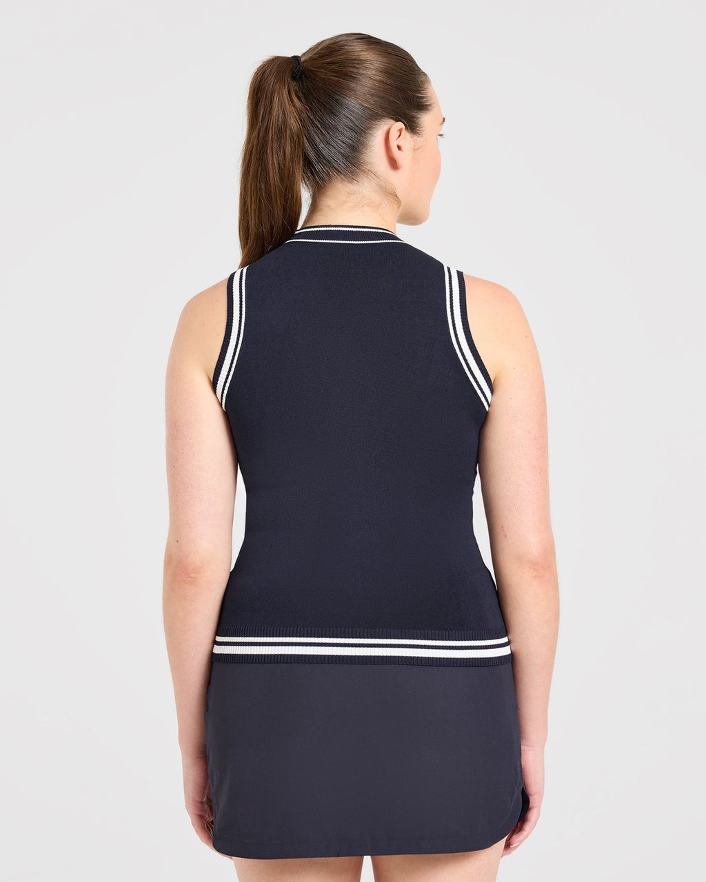 Classic Knitted High Neck Vest - Navy