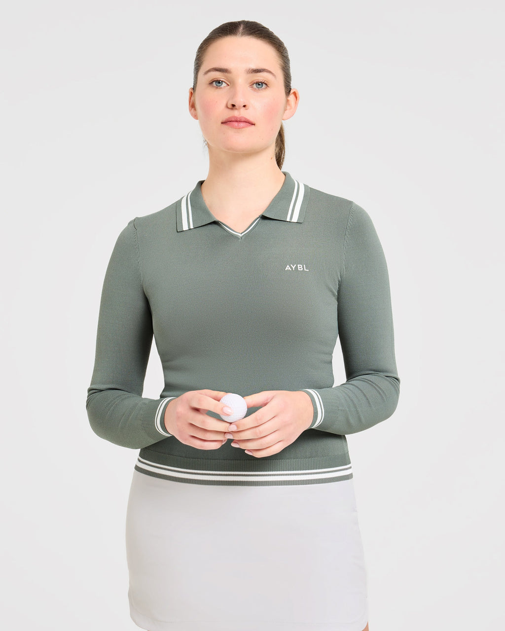 Classic Knitted Long Sleeve Polo - Hillside Vert