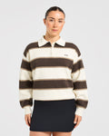 Signature Relaxed Knitted Polo - Beige/Marron