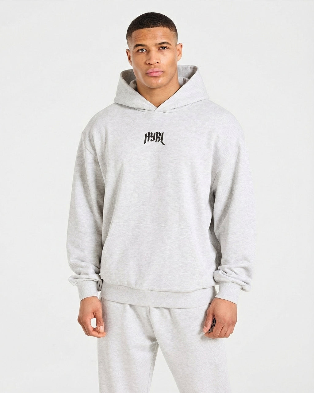Heavy Lifting Gothic Oversized Hoodie - Gris Marl